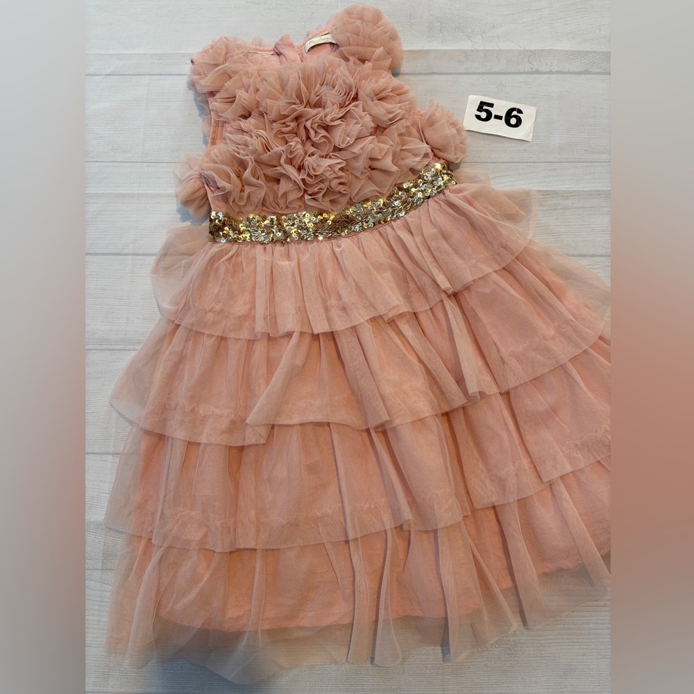 Mini Boden Peach Ruffled Dress